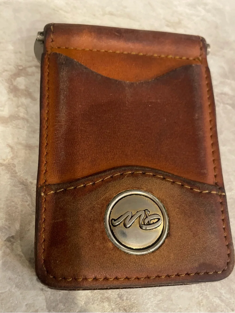 Leather Brown Leather Money Clip Wallet